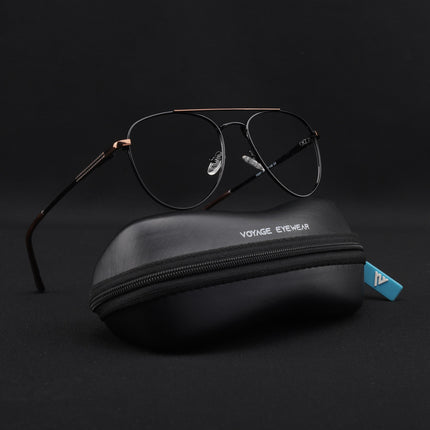 Voyage Metal Master Black & Brown Aviator Eyeglasses for Men & Women - MG5011-C3