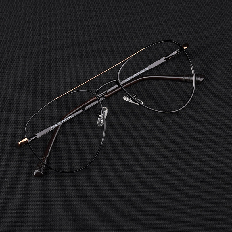 Voyage Metal Master Black & Brown Aviator Eyeglasses for Men & Women - MG5011-C3