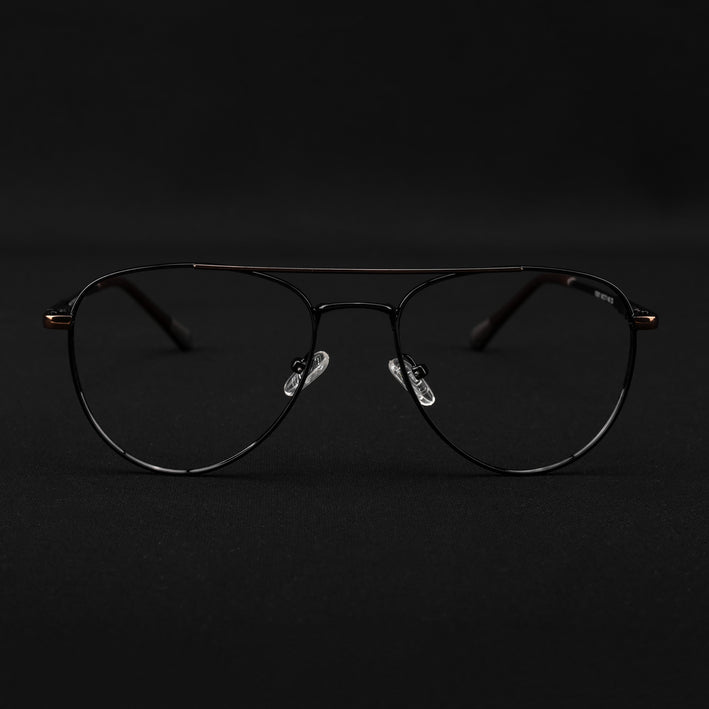 Voyage Metal Master Black & Brown Aviator Eyeglasses for Men & Women - MG5011-C3