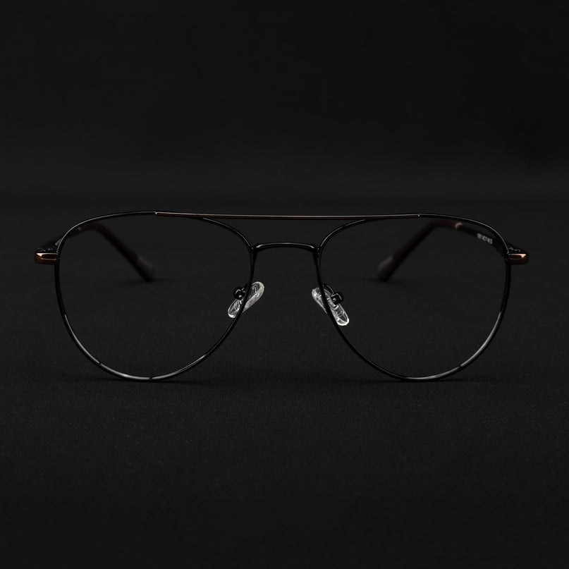 Voyage Metal Master Black & Brown Aviator Eyeglasses for Men & Women - MG5011-C3