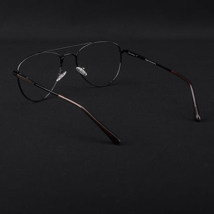 Voyage Metal Master Black & Brown Aviator Eyeglasses for Men & Women - MG5011-C3