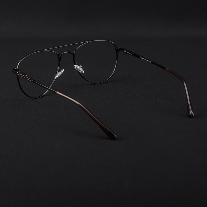Voyage Metal Master Black & Brown Aviator Eyeglasses for Men & Women - MG5011-C3