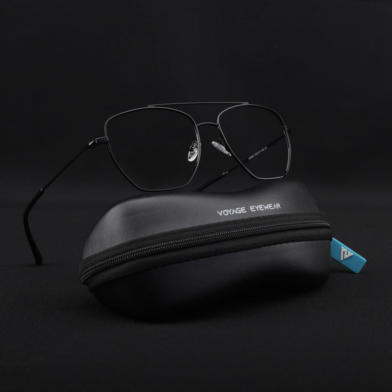 Voyage Metal Master Shine Black Wayfarer Eyeglasses for Men & Women - MG5015-C2