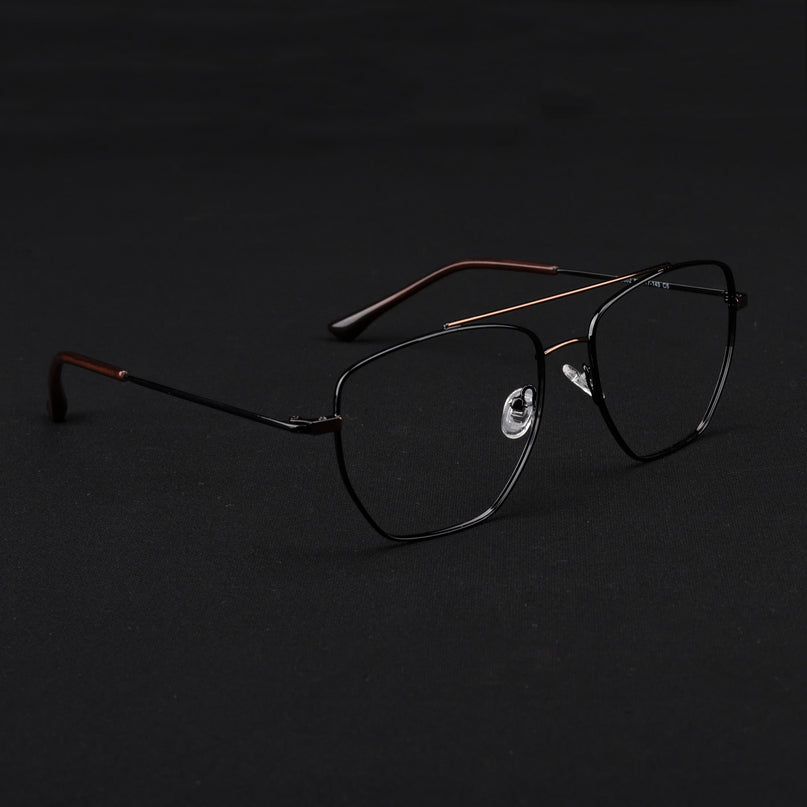 Voyage Metal Master Black & Brown Wayfarer Eyeglasses for Men & Women - MG5016-C3