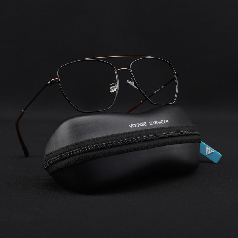 Voyage Metal Master Black & Brown Wayfarer Eyeglasses for Men & Women - MG5016-C3