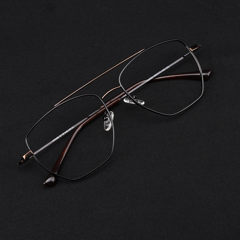 Voyage Metal Master Black & Brown Wayfarer Eyeglasses for Men & Women - MG5016-C3