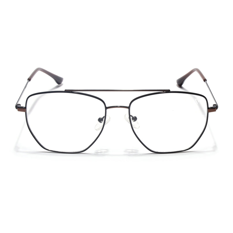 Voyage Metal Master Black & Brown Wayfarer Eyeglasses for Men & Women - MG5016-C3