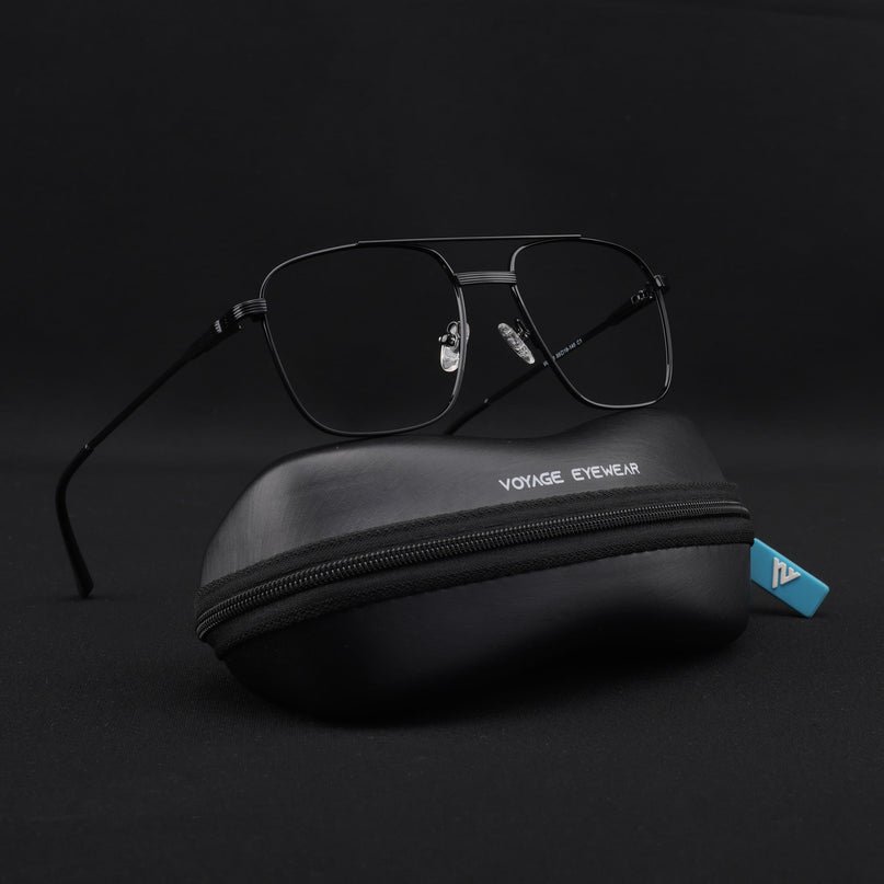 Voyage Metal Master Shine Black Wayfarer Eyeglasses for Men & Women - MG5020-C2