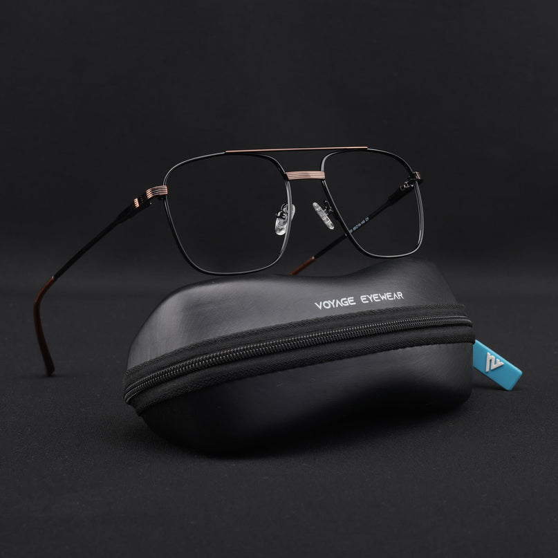 Voyage Metal Master Black & Brown Wayfarer Eyeglasses for Men & Women - MG5021-C3