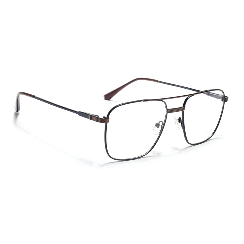 Voyage Metal Master Black & Brown Wayfarer Eyeglasses for Men & Women - MG5021-C3
