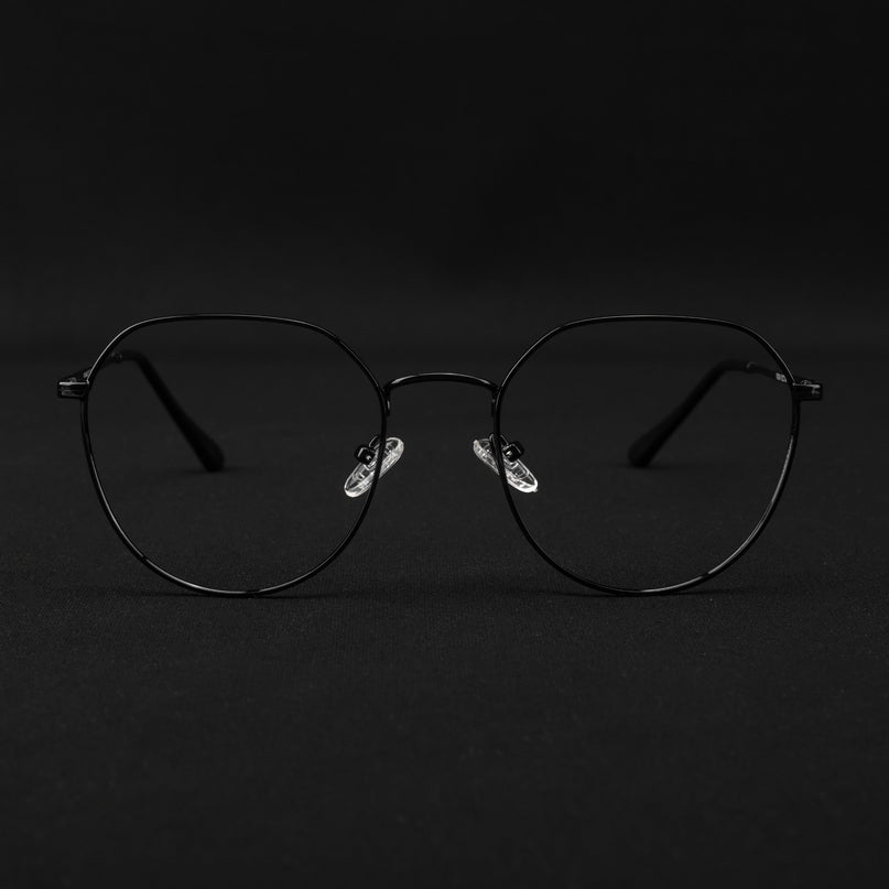 Voyage Metal Master Shine Black Round Eyeglasses for Men & Women - MG5025-C2