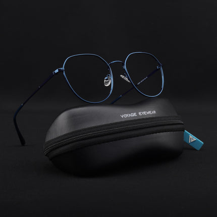 Voyage Metal Master Blue Round Eyeglasses for Men & Women - MG5027-C4