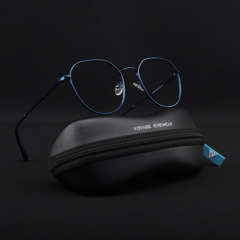 Voyage Metal Master Blue Round Eyeglasses for Men & Women - MG5027-C4