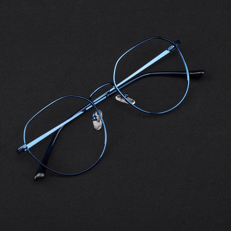 Voyage Metal Master Blue Round Eyeglasses for Men & Women - MG5027-C4