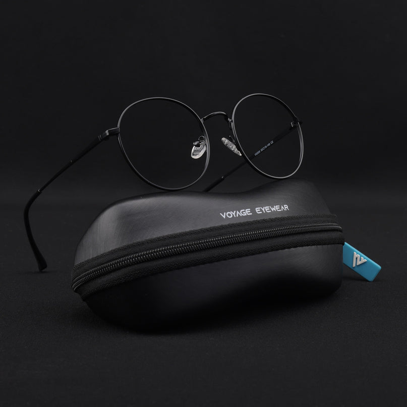 Voyage Metal Master Matt Black Round Eyeglasses for Men & Women - MG5028-C1