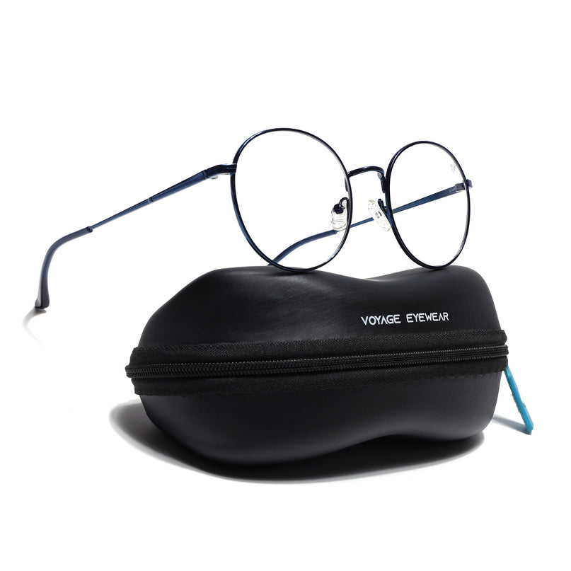 Voyage Metal Master Blue Round Eyeglasses for Men & Women - MG5031-C4