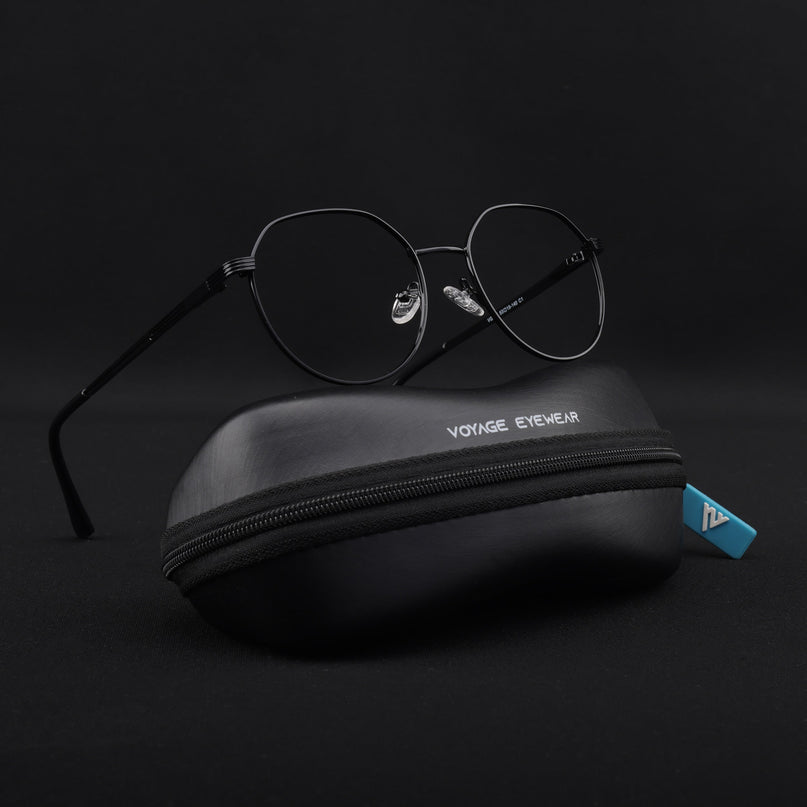 Voyage Metal Master Shine Black Round Eyeglasses for Men & Women - MG5033-C2