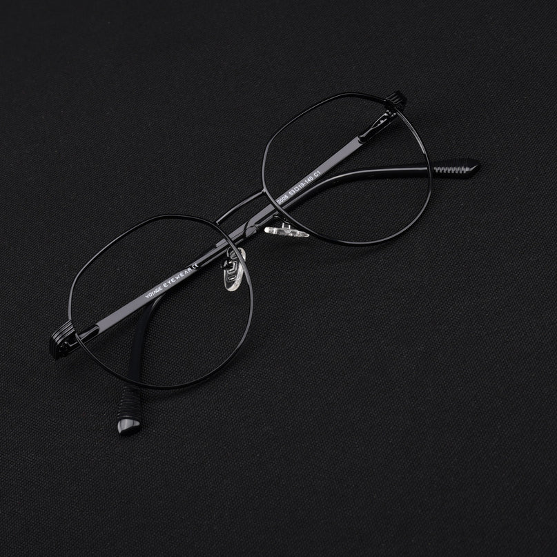 Voyage Metal Master Shine Black Round Eyeglasses for Men & Women - MG5033-C2