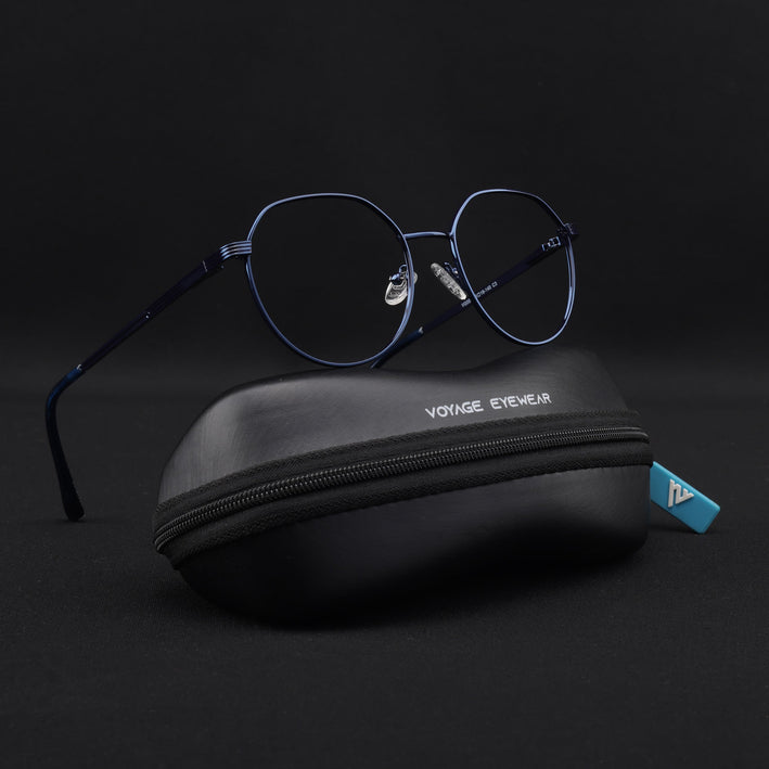 Voyage Metal Master Blue Round Eyeglasses for Men & Women - MG5035-C4