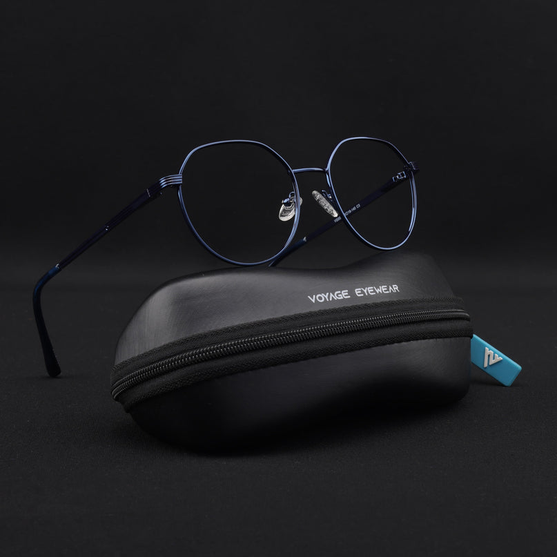 Voyage Metal Master Blue Round Eyeglasses for Men & Women - MG5035-C4