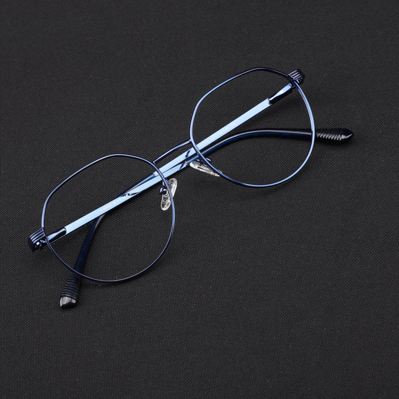 Voyage Metal Master Blue Round Eyeglasses for Men & Women - MG5035-C4