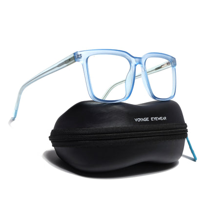 Voyage Transparent Blue Square Eyeglasses for Men & Women - MG4894-C4