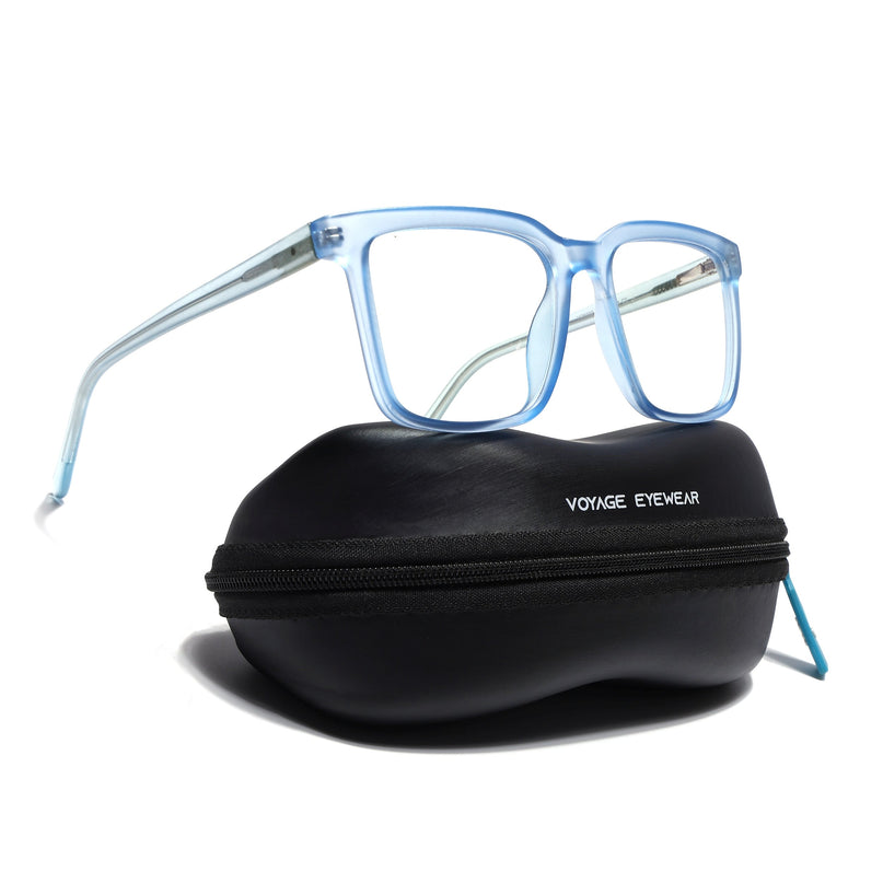 Voyage Transparent Blue Square Eyeglasses for Men & Women - MG4894-C4