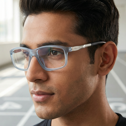 Voyage Striker Light Grey Rectangle Eyeglasses for Men & Women - MG6147-C3