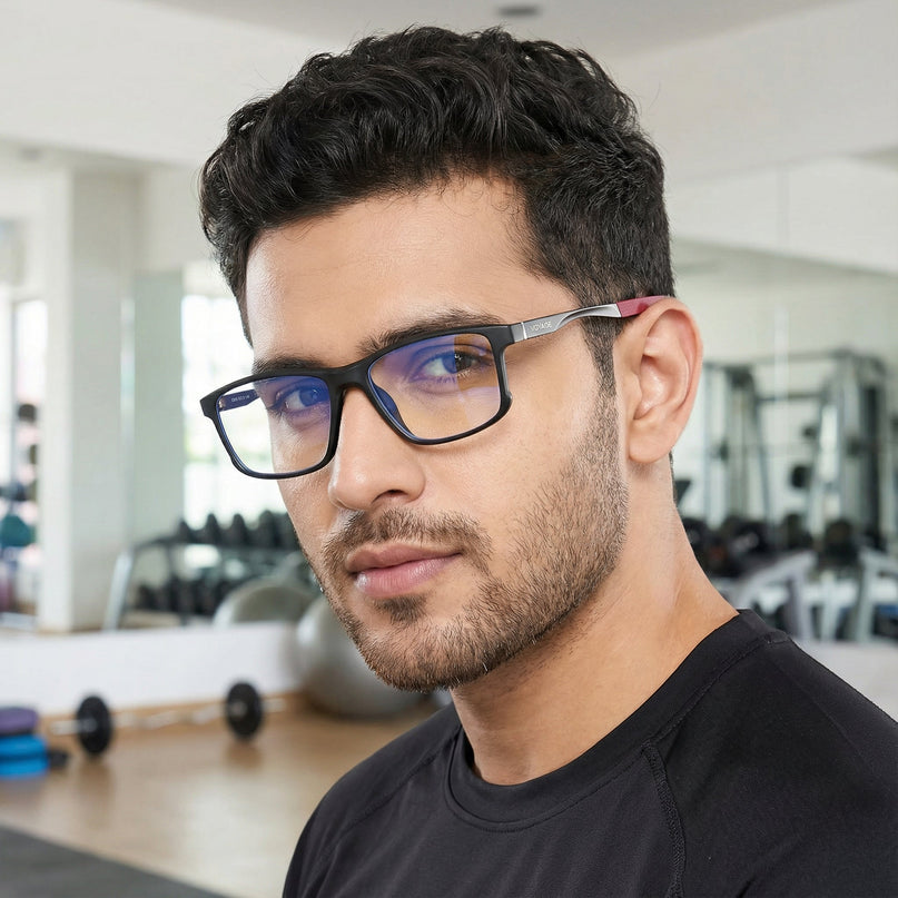 Voyage Striker Black Rectangle Eyeglasses for Men & Women - MG6156-C6