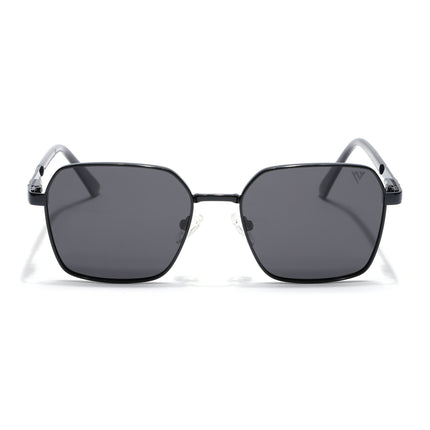 Square Polarized Sunglasses for Men & Women (Black Lens | Black Frame - VOYLB01-C1)