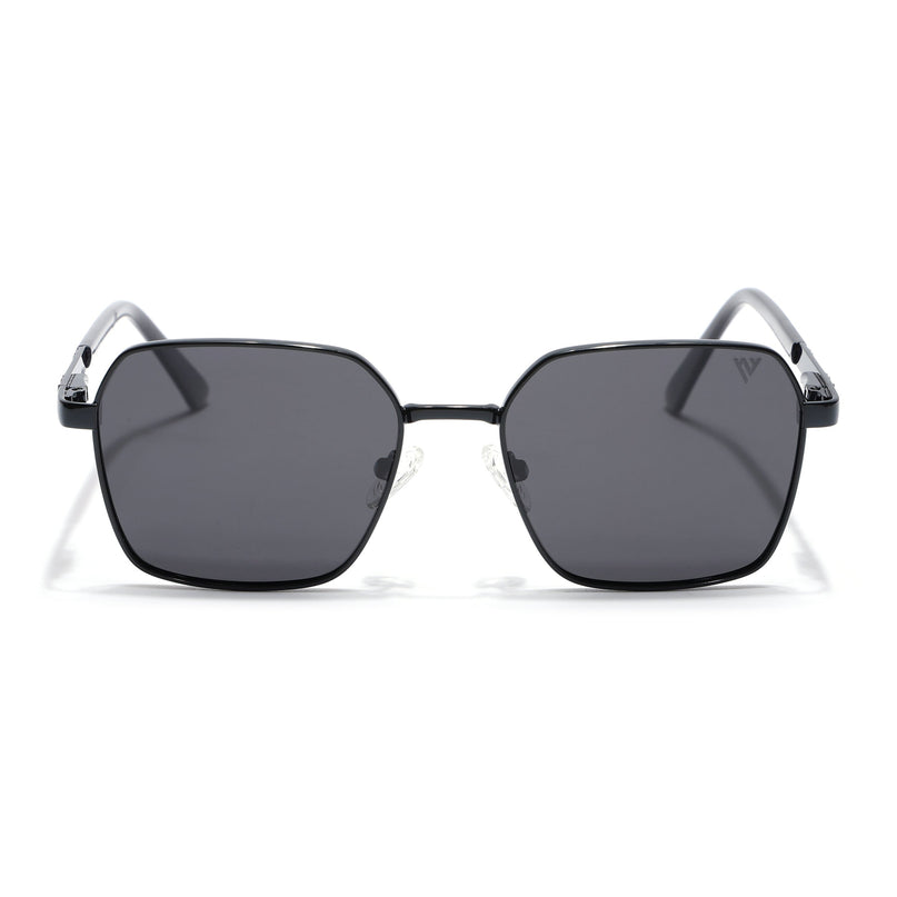 Square Polarized Sunglasses for Men & Women (Black Lens | Black Frame - VOYLB01-C1)