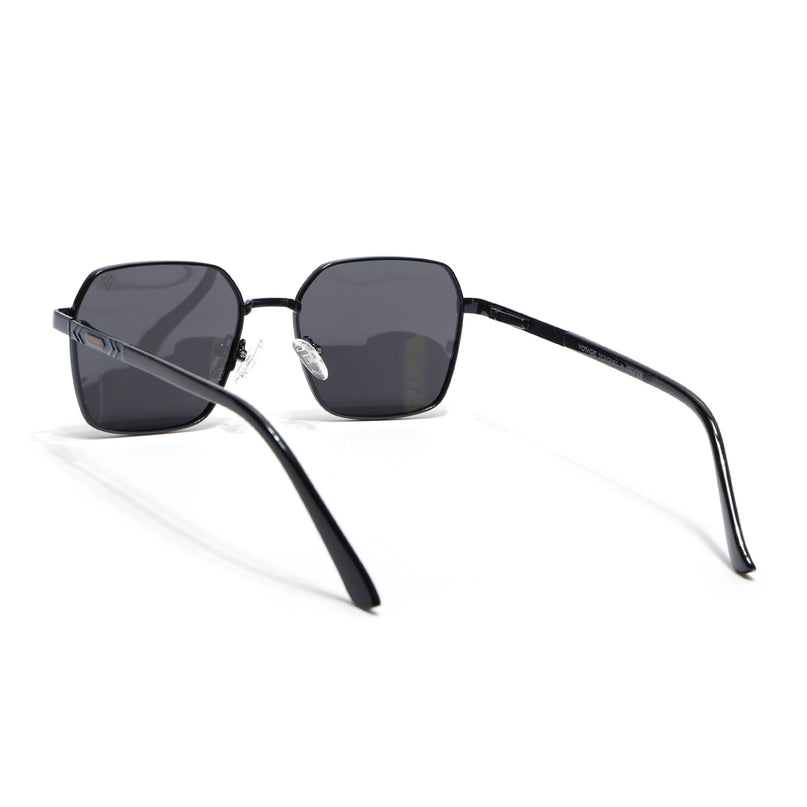 Square Polarized Sunglasses for Men & Women (Black Lens | Black Frame - VOYLB01-C1)