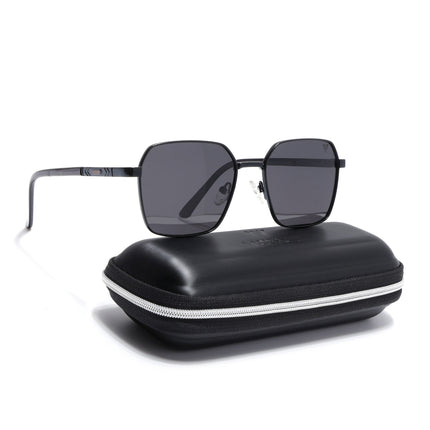 Square Polarized Sunglasses for Men & Women (Black Lens | Black Frame - VOYLB01-C1)