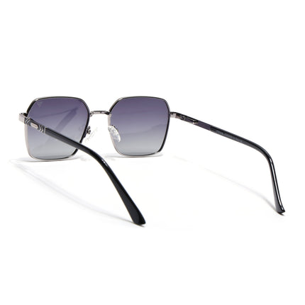 Square Polarized Sunglasses for Men & Women (Grey Lens | Silver Frame - VOYLB01-C2)