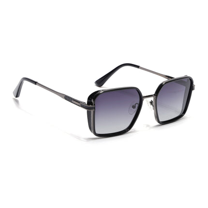 Square Polarized Sunglasses for Men & Women (Grey Lens | Grey & Black Frame - VOYLB02-C2)