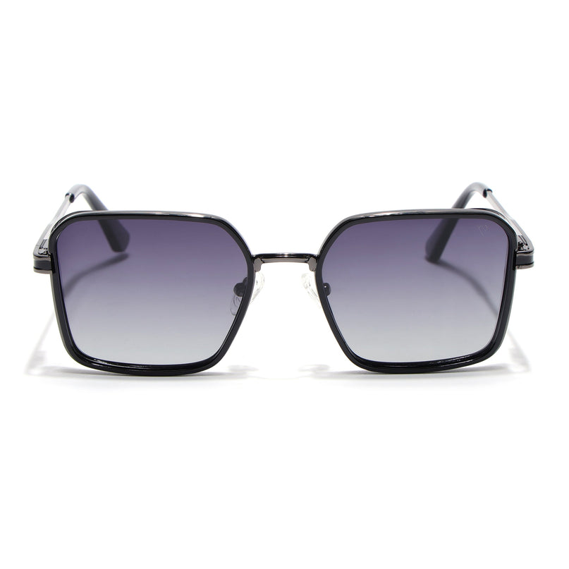 Square Polarized Sunglasses for Men & Women (Grey Lens | Grey & Black Frame - VOYLB02-C2)