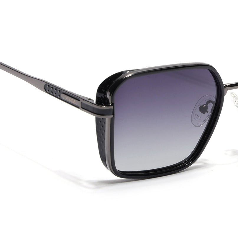 Square Polarized Sunglasses for Men & Women (Grey Lens | Grey & Black Frame - VOYLB02-C2)