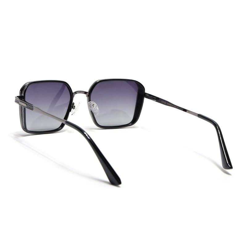 Square Polarized Sunglasses for Men & Women (Grey Lens | Grey & Black Frame - VOYLB02-C2)