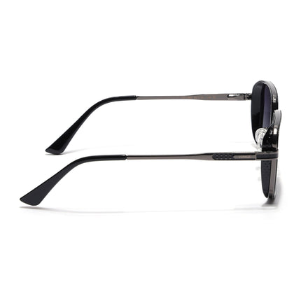 Square Polarized Sunglasses for Men & Women (Grey Lens | Grey & Black Frame - VOYLB02-C2)