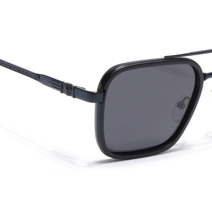 Square Polarized Sunglasses for Men & Women (Black Lens | Black Frame - VOYLB03-C1)