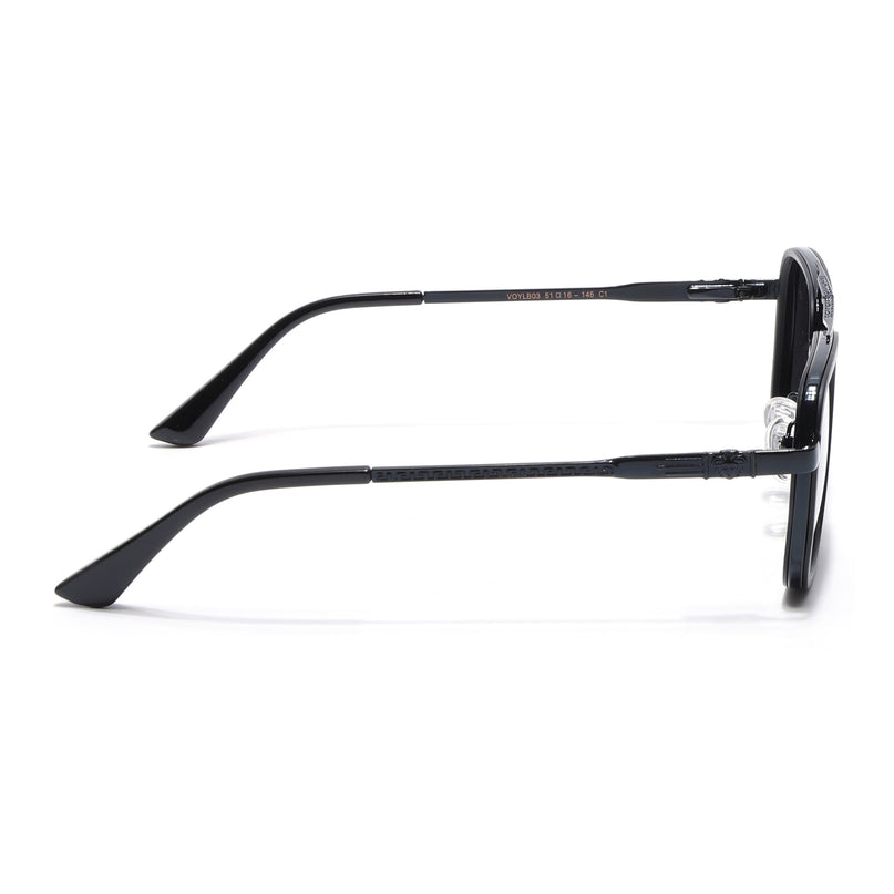 Square Polarized Sunglasses for Men & Women (Black Lens | Black Frame - VOYLB03-C1)
