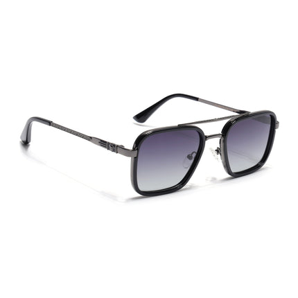 Square Polarized Sunglasses for Men & Women (Grey Lens | Grey & Black Frame - VOYLB03-C2)