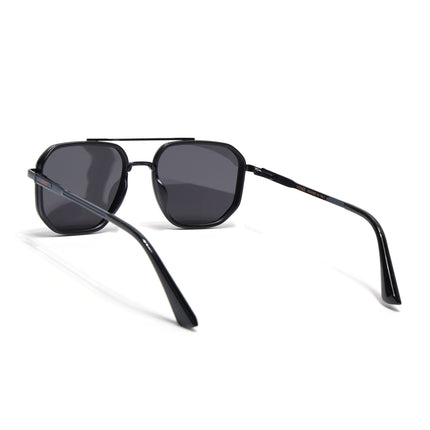 Hexagonal Polarized Sunglasses for Men & Women (Black Lens | Black Frame - VOYLB05-C1)