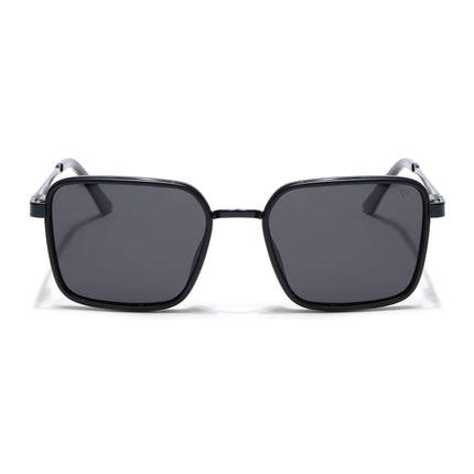 Square Polarized Sunglasses for Men & Women (Black Lens | Black Frame - VOYLB06-C1)