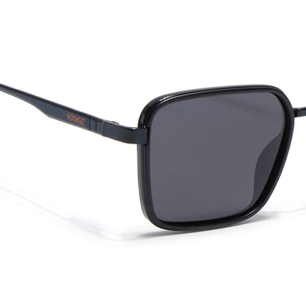 Square Polarized Sunglasses for Men & Women (Black Lens | Black Frame - VOYLB06-C1)