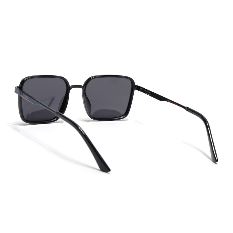 Square Polarized Sunglasses for Men & Women (Black Lens | Black Frame - VOYLB06-C1)