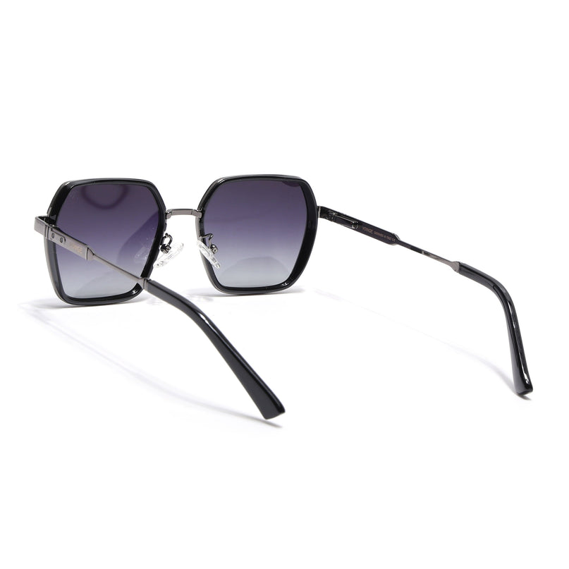 Square Polarized Sunglasses for Men & Women (Grey & Clear Lens | Grey & Black Frame - VOYLB07-C2)