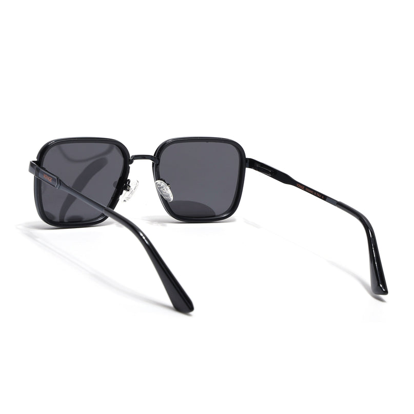 Square Polarized Sunglasses for Men & Women (Black Lens | Black Frame - VOYLB08-C1)