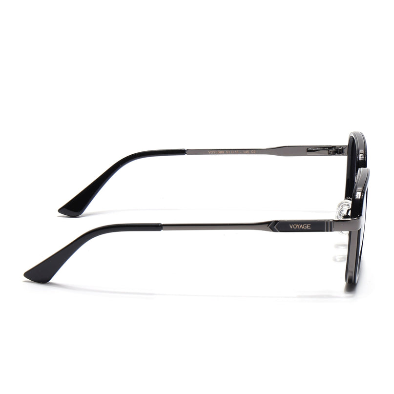 Square Polarized Sunglasses for Men & Women (Grey & Clear Lens | Grey & Black Frame - VOYLB08-C2)