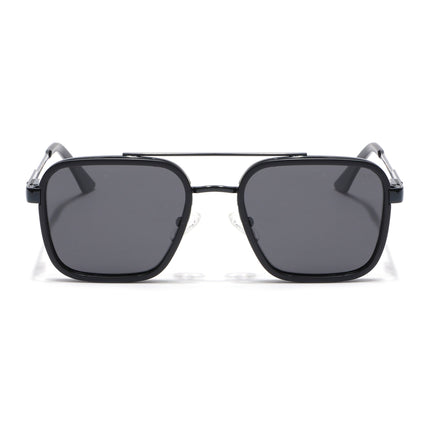 Square Polarized Sunglasses for Men & Women (Black Lens | Black Frame - VOYLB09-C1)